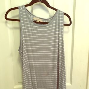 Blue and white striped cotton tunic/long tank